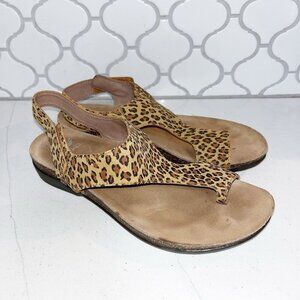 Dansko Womens 37 / 7 Reece Sandals Shoes Leopard Suede Thong Slingback Toe Loop